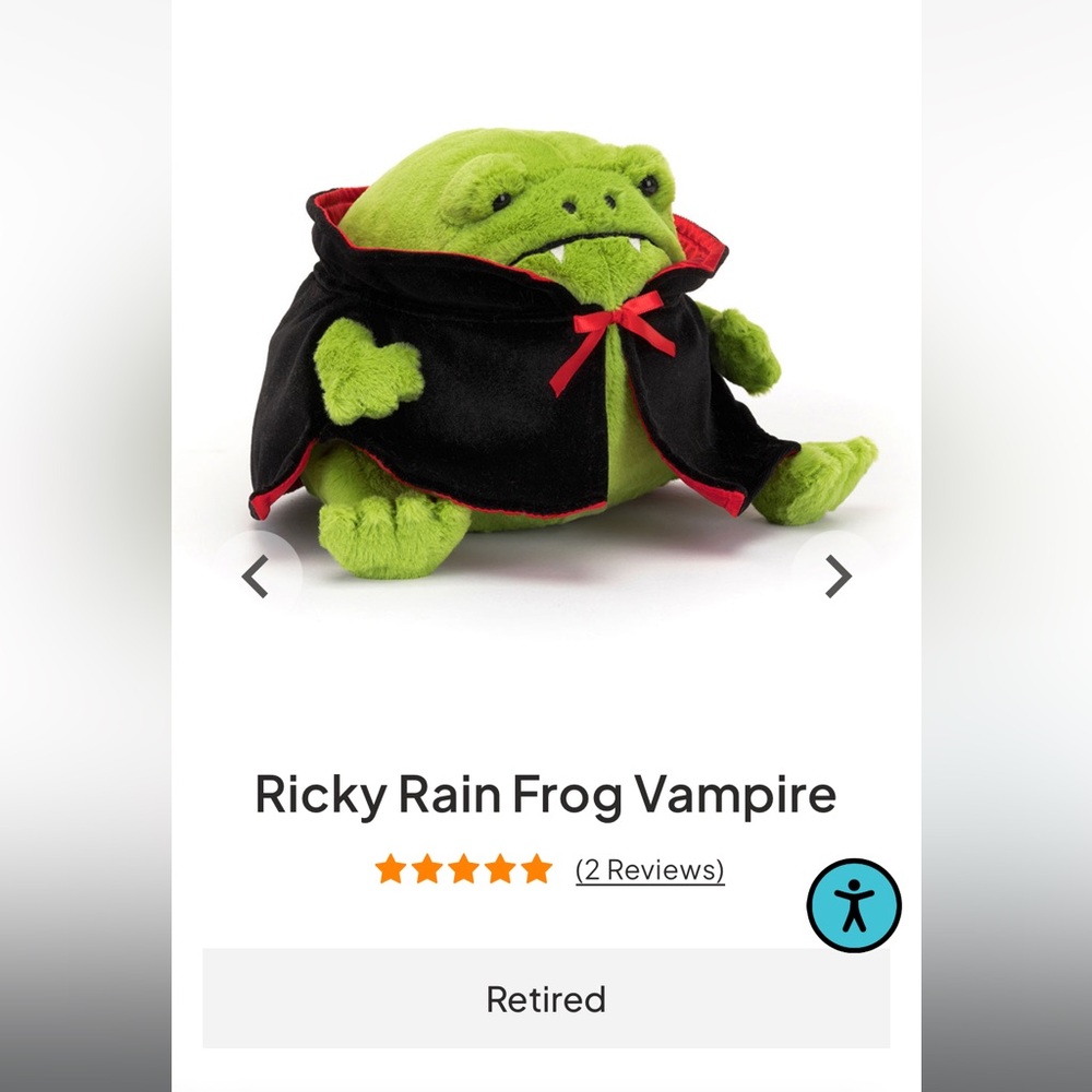 Jellycat Green Vampire Frog Stuffed Animal